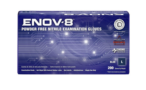 Adenna GL-NCF225BFM ENOV-8 3.5 mil Powder-Free Nitrile Exam Gloves, Medical Grade, Blue Sunset, Medium, Box of 200