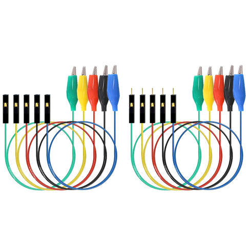 Makeronics Alligator Clip to Breadboard Jumper Wires, 10pcs 12 inch, 22AWG Test Lead