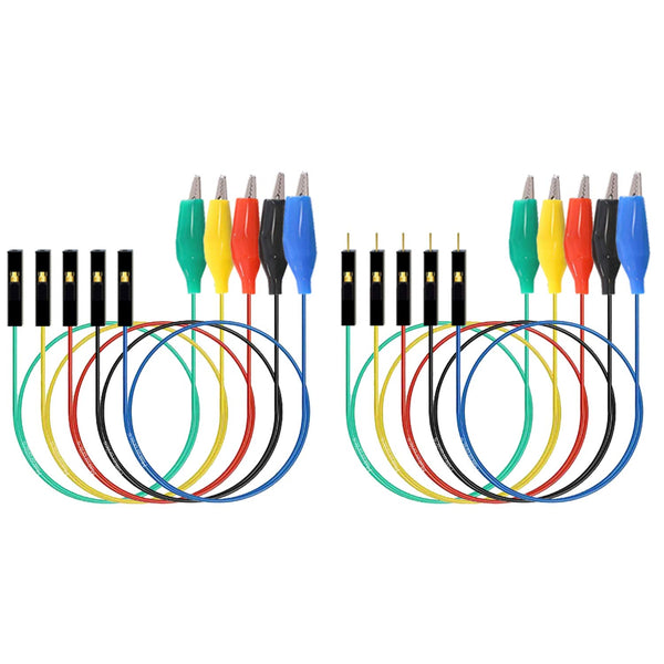 Makeronics Alligator Clip to Breadboard Jumper Wires, 10pcs 12 inch, 22AWG Test Lead