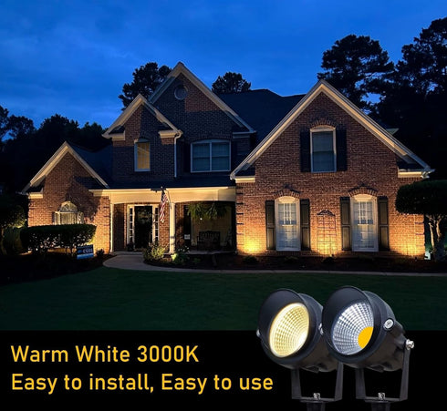 120V 12W 3000K 2 Pack TOVEENEN LED Outdoor Landscape Spotlight Waterproof Spot Lights for Yard House Garden Christmas