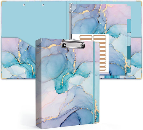 Lateefah 3 Ring Binder, 1 Inch Organizer for Letter Size (8.5'' x 11''), 5-Tab Dividers and Pockets, Cute Portfolio