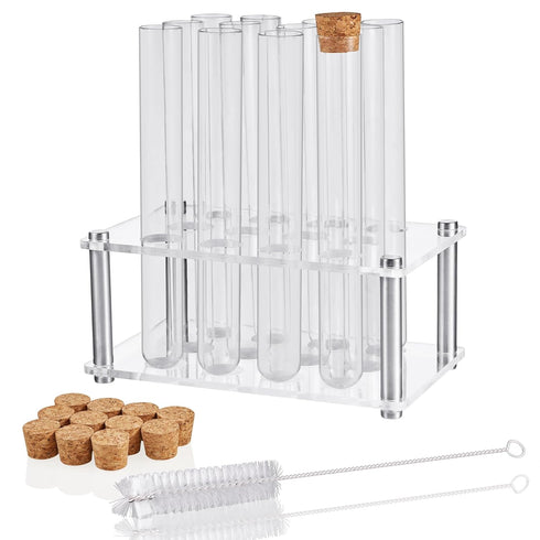 Ackers Transparent Acrylic Test Tube Bottle Holder, Built-in Handle, 12 Tube Capacity, 1.1" (27mm) Holes for 80ML Test