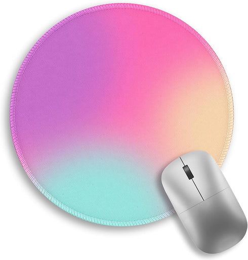 lebrocoli Gradient Pink Purple Work Mouse Pad, Small Round Mouse Pads for Desk,