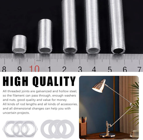 160 Pcs Zinc Coated Lamp Repair Hardware Assortment Set with Washers, Nuts, All Thread Lamp Rod Accessories