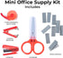 Mini School Supplies Kit — Aesthetic Mini Stapler — Mini Tape Dispenser Mini Scissors — Mini Office Supply Kit for Kids — Tiny Notary Supplies —includes Mini Stapler Staples Refill — Red by Travel Depot