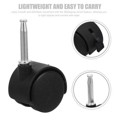 4pcs Garneck Plastic Caster Wheels for Furniture with Brake for Office and Gaming Chairs Swivel Replacement Wheels