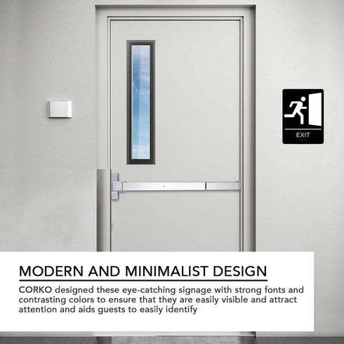 Exit Sign with Braille Grade II for Door & Wall, Comes with Graphical Symbols and Double Sided 3M Tape