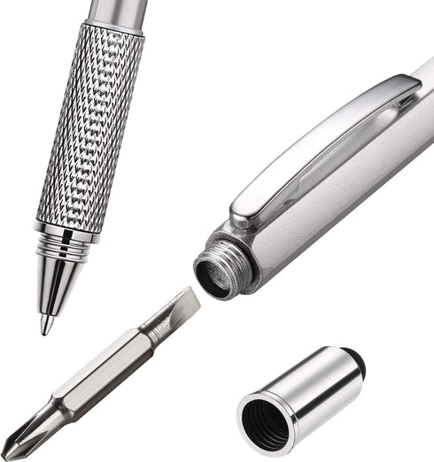 Zhanmai 4 Pieces Gift Pen for Men, 6 in 1 Multitool Tech Tool Pen with Ruler, Levelgauge, Ballpoint Pen and Refills