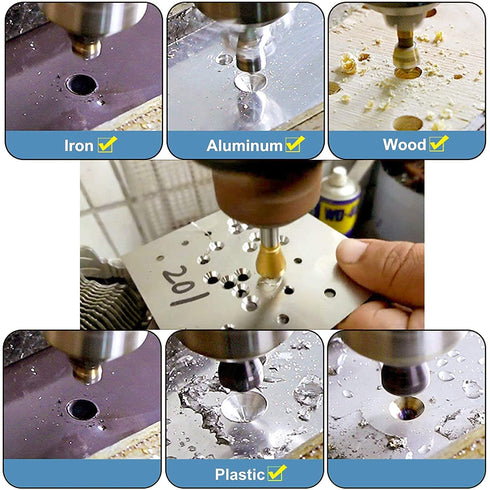 KEWAYO 4pcs Titanium Coated Countersink Chamfer Tool Set, Metal Wood Drill Bits for Deburring