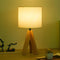 YSJUENAII Modern Small Tripod Table Lamp with Wooden Base, White Fabric Shade, Bedside