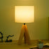 YSJUENAII Modern Small Tripod Table Lamp with Wooden Base, White Fabric Shade, Bedside