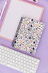 Steel Mill & Co Cute Floral Mini Spiral Notebook, 8.25" x 6.25" Journal with Durable Hardcover, 160 Lined Pages, Purple