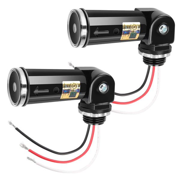 2-Pack Dusk to Dawn/Day Night Sensor, Photoelectric Switch, UL Listed, IP65 Water-Resistant Photocell