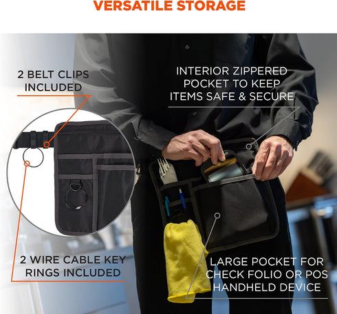 5716 Ergodyne Arsenal Server Waist Apron Money Belt with Adjustable Buckle, Fits Handheld POS