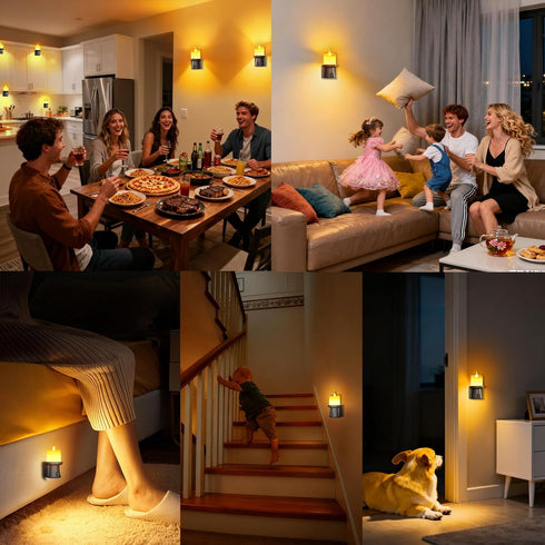 FriutShine 1 Pack) Flameless Candles Night Light with Flickering Flame, Battery Operated LED Night Light, Magnetic
