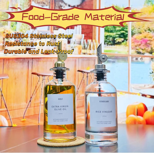 4 Pack Olive Oil Dispenser Spout, Weighted Liquor Pour Spout, Syrup Dispenser Spout, Stainless Steel Automatic Pour