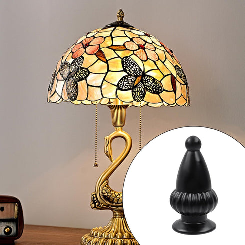 1.81 Inch M10x 1MM 2 KUMGROT Lamp Shade Nut, Black Aluminum Alloy Lamp Finials, Hardware Accessory for Various Pendant