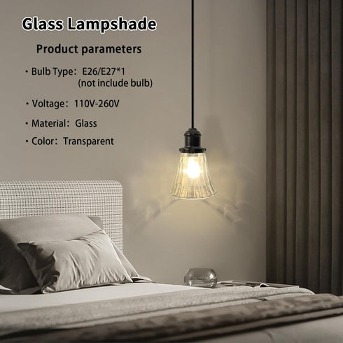 Set 4, Hammered HonoDing Ceiling Lamp Replacement Shade of Glass Bell Ceiling Fan Light Covers, Clear Glass Lamp Shade