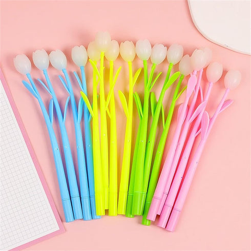 YYaaloa 32pcs Color Changing Tulip Flower Gel Ink Pens, Novelty Bulk for Birthday Party, School, Office Gifts (Tulip