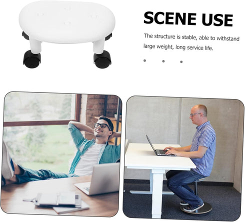 Portable Swivel Step Stool with Silent Wheels - Ideal Foot Rest for Home and Office