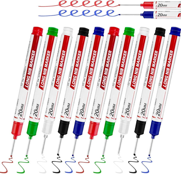 Tasunte 10 Pcs Long Head Deep Hole Marker - Long Nib Marker, Multi-purpose