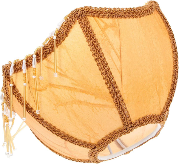 Gatuida Vintage Victorian Tassel Fabric Lampshade with Base Unique Scalloped Table and
