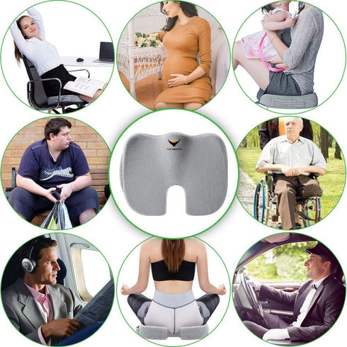 OVEYNERSIN Seat Cushion for Office Chair - Desk Back Pillow Support Memory Foam Car Cushions Coccyx Orthopedic Hip