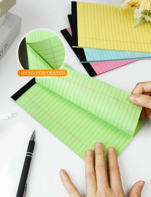 Legal Pads 5x8 Colored Note Pads - 12 Pack Small College Ruled Notepads, 30 Sheets/Pad