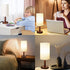 Bulb Wood2) LALISU Small Table Lamp Nightstand Lamp Linen Lampshade Bedroom Wood Base Small Bedside Lamp for Night