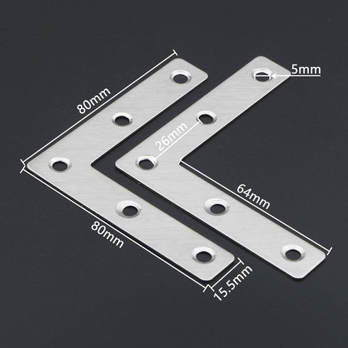 80mm 80mm 3.15 3.15 inch, Pack 20 Corner Brace Flat, L Shape Corner Bracket Connector, Fixing Repair Plate, Wooden