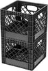 Juggernaut Storage 16 Quart Stackable Black Crate with Handles – Heavy-Duty Plastic, 2 Pack for Home, Office, Garage