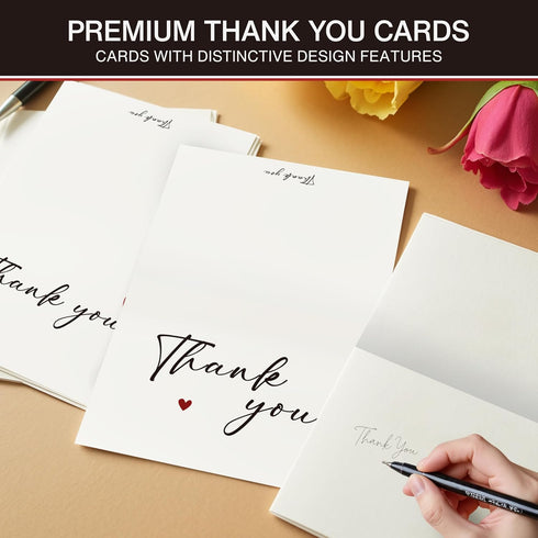 XISHIUYIS 24 Pack Set, (3.5x5in) Thank You Cards with Envelopes - Heart Design Thank You Notes with Envelopes Small