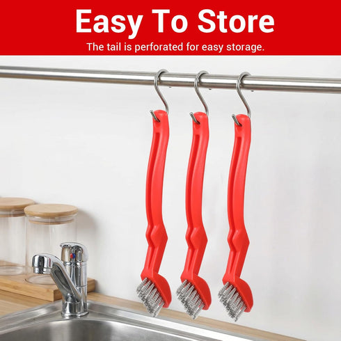 Sibba 3-Pack 7" Heavy-Duty Stainless Steel Wire Brushes Curved Handle Welding Slag, Rust & Paint Removal Brushes, Stiff