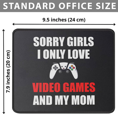 I Love Video Games and Mom Mouse Pad - Valentines Day Video Games Boys Teens - 9.5 x 7.8 Inch Mouse Mat Gaming Gamer Gifts - Funny Gifts Idea for Men by Gamer Heartbeat