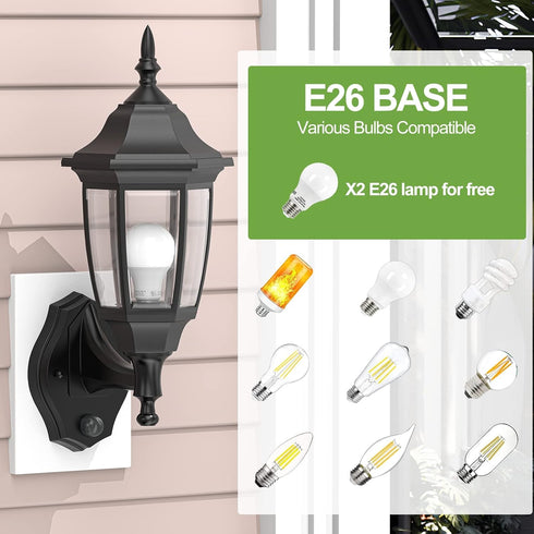Bulbs, 1 Pack, EMART Dusk to Dawn Plastic Outdoor Wall Light Fixtures with Waterproof and Anti-Corrosion Porch Sconces