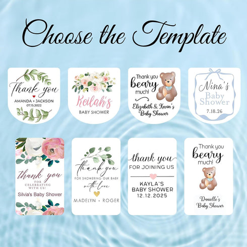 Wtuye 50pcs Custom Waterproof Baby Shower Hand Sanitizer Sticker Labels Personalized Thank You Wedding Favor Stickers