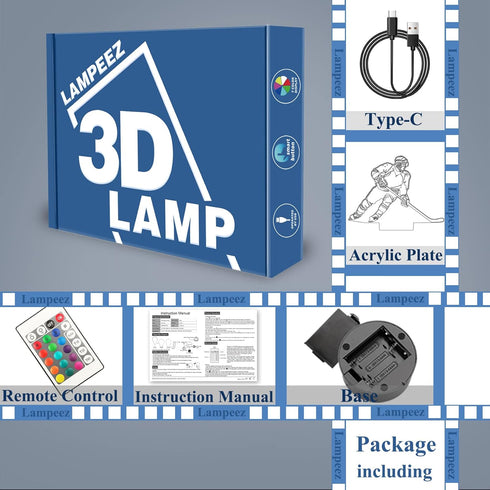 3D 16 Dimmable Lampeez Ice Hockey Player Night Lights for Kids LED Colors Remote Control Changing Touch Table Desk Lamp