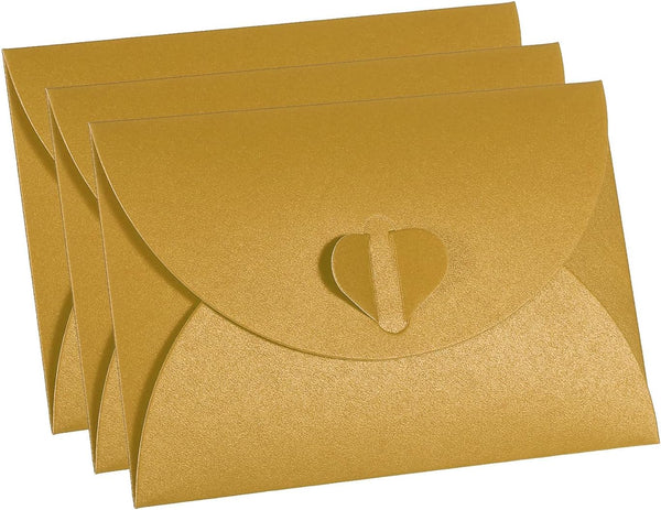 PATIKIL Gift Card Envelopes, 36 Pack Heart Shaped Clasp Mini Envelopes for Birthdays, Gold