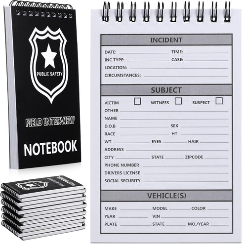 Teling 12 Packs Public Safety Police Field Interview Notebook, 70 Sheets, 140 Pages, for Law Enforcement Officer