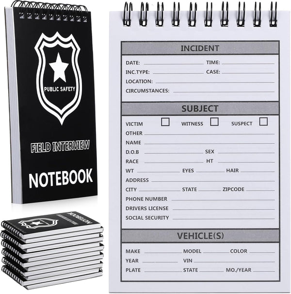 Teling 12 Packs Public Safety Police Field Interview Notebook, 70 Sheets, 140 Pages, for Law Enforcement Officer
