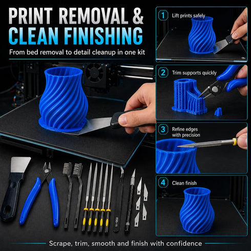 3D 58 99% Nozzle Printer Tool Kit Accessories - Pcs Solve Print Failures Clean Maint - with Scraper Brush Pliers