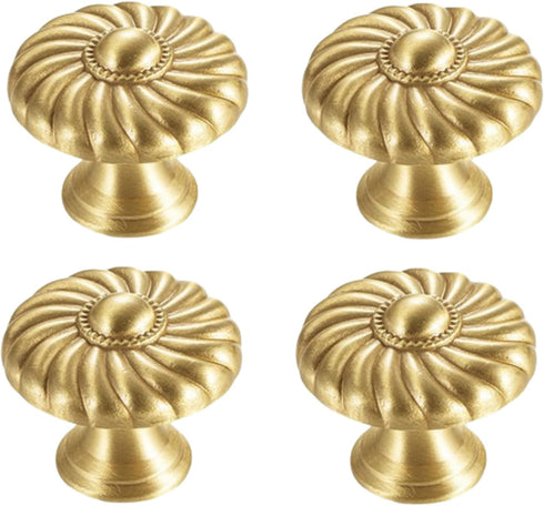 SANCHAKOU Cupboard Drawer Pull Handles 2 Pack Solid Bedside Table Brass Handle Chinese