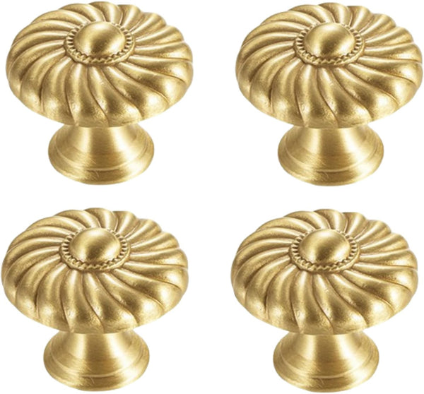 SANCHAKOU Cupboard Drawer Pull Handles 2 Pack Solid Bedside Table Brass Handle Chinese