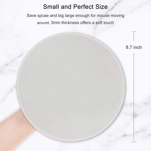 Hsurbtra Premium-Textured Mouse Pad - Small Round 8.7 x 8.7 Inch Gray, Anti-Slip Waterproof Rubber for Office Home