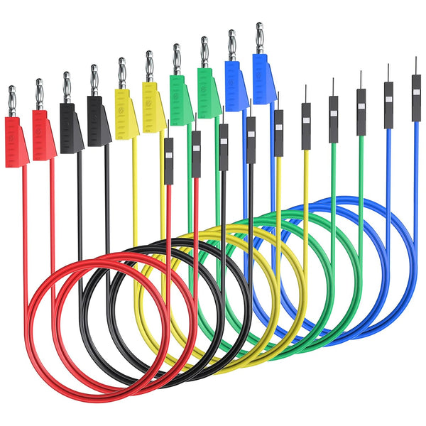 Goupchn Stackable Banana Plug to Breadboard Male Jumper Wires, Soft Flexible Silicone Test Leads for Electrical Testing