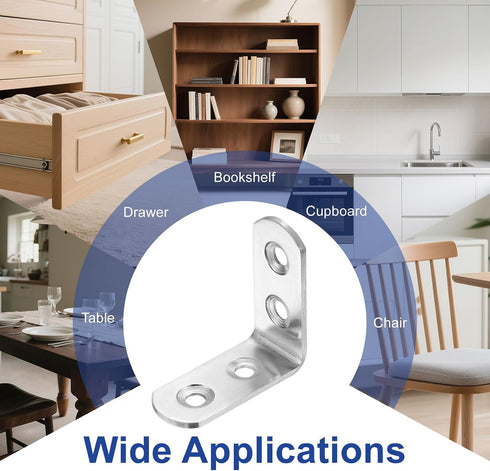 12pcs 1.8" 1.8" 0.8" 90 48 HARFINGTON L-Shaped Corner Bracket x x Stainless Steel Degree Angle Brace Joint Right Corner