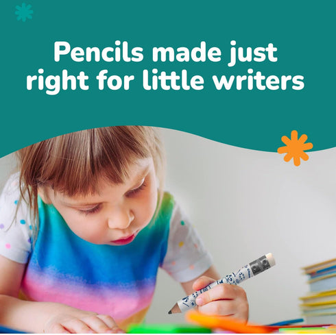 Channie's My First Pencil, Easy-to-Hold Jumbo Pencils for Kids Ages 3-7, White Wooden 2B Fat Pencils, 2 Pack + Sharpener