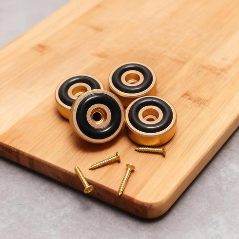 CZMZHFC 4 Screws,0.79" H*0.32" Pcs Cutting Board Metal Feet with W Board Feet Legs with Silicone Rubber and Screws