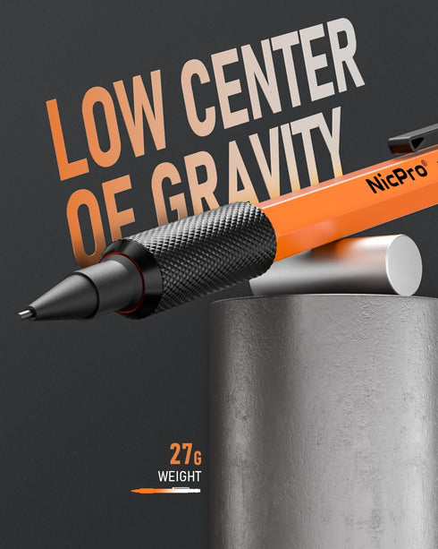 Nicpro 1.3 mm Mechanical Pencils Set - Black & Colors, Eraser, Weatherproof Metal Heavy Duty Carpenter Pencil