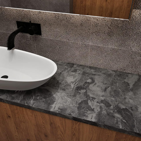 Grey Marble Textured Wallpaper, Peel and Stick Gray Granite Contact Paper, 16x79 inch Waterproof Vinyl for Kitchen